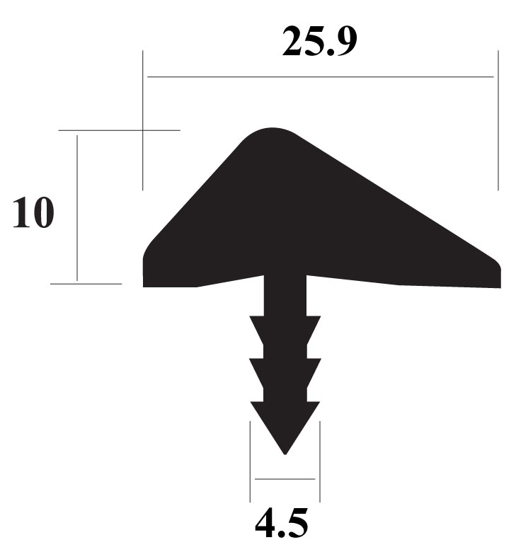 PVC T Bar Dark Grey 25 9mm Woodworking Machinery Materials And