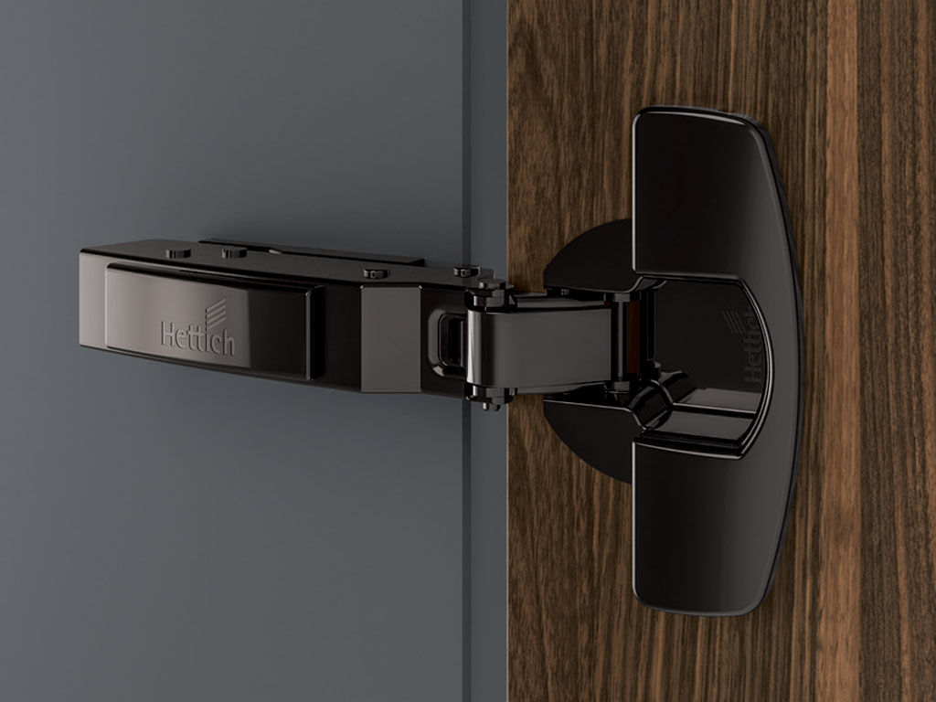 Hettich 95° Black Sensys 8661 Clip On / Push On Thick Door Hinge Full