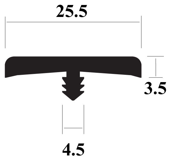 PVC T-Bar Aluminium 25.5mm