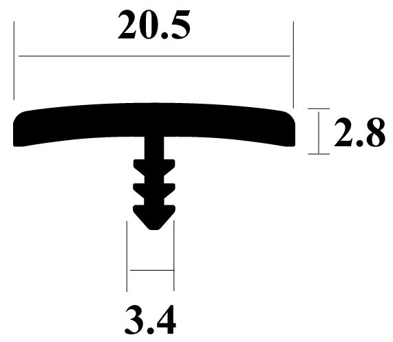 PVC T-Bar Black 20.5mm