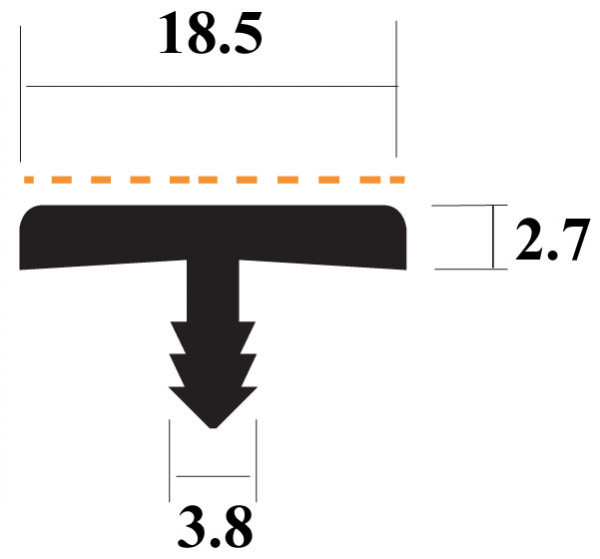 PVC T-Bar Black 18.5mm