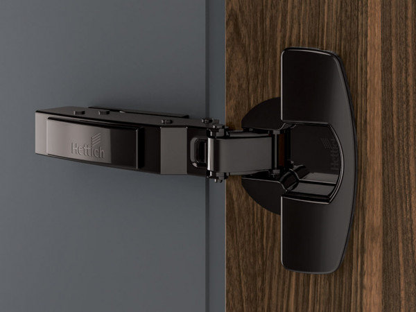 Hettich 95° Black Sensys 8661 Clip On / Push On Thick Door Hinge - Full Overlay C0mm