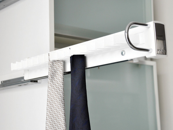 Side Mounted Tie Rack Pull-Out - White Soft Close