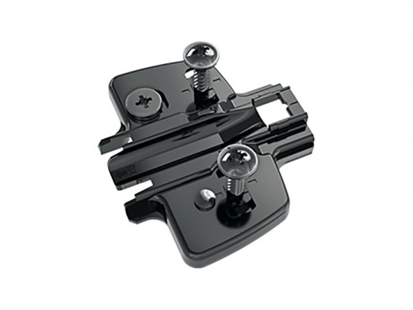 Hettich 3D Black Mounting Plate 0mm with Euro Screw for 19mm Board