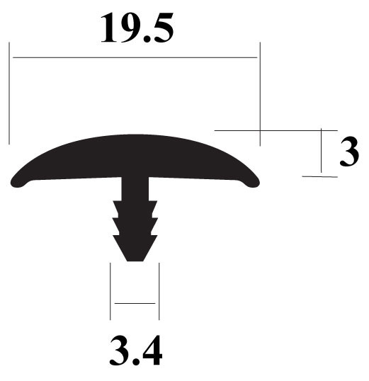 PVC T-Bar Black 19.5mm