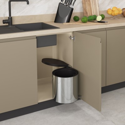 ECO BIN 10L STAINLESS STEEL/BLACK WITH AUTOMATIC LID