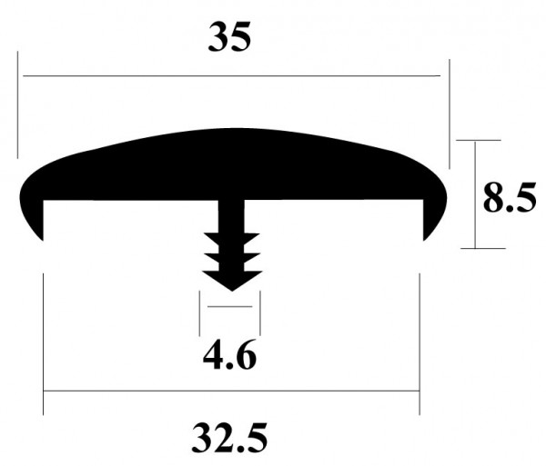 PVC T-Bar Black 32.5mm