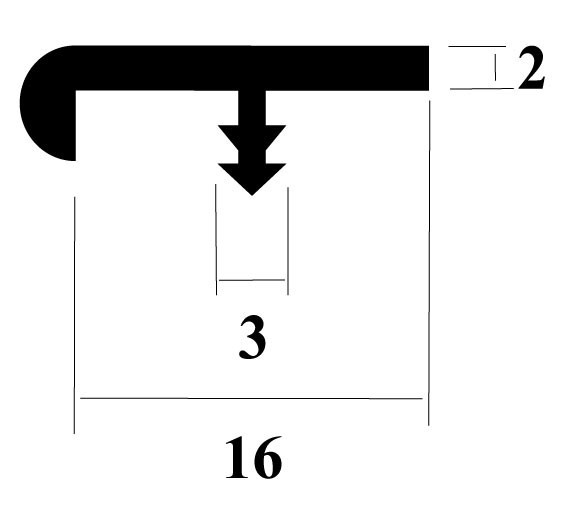 PVC T-BAR DARK GREY 16MM