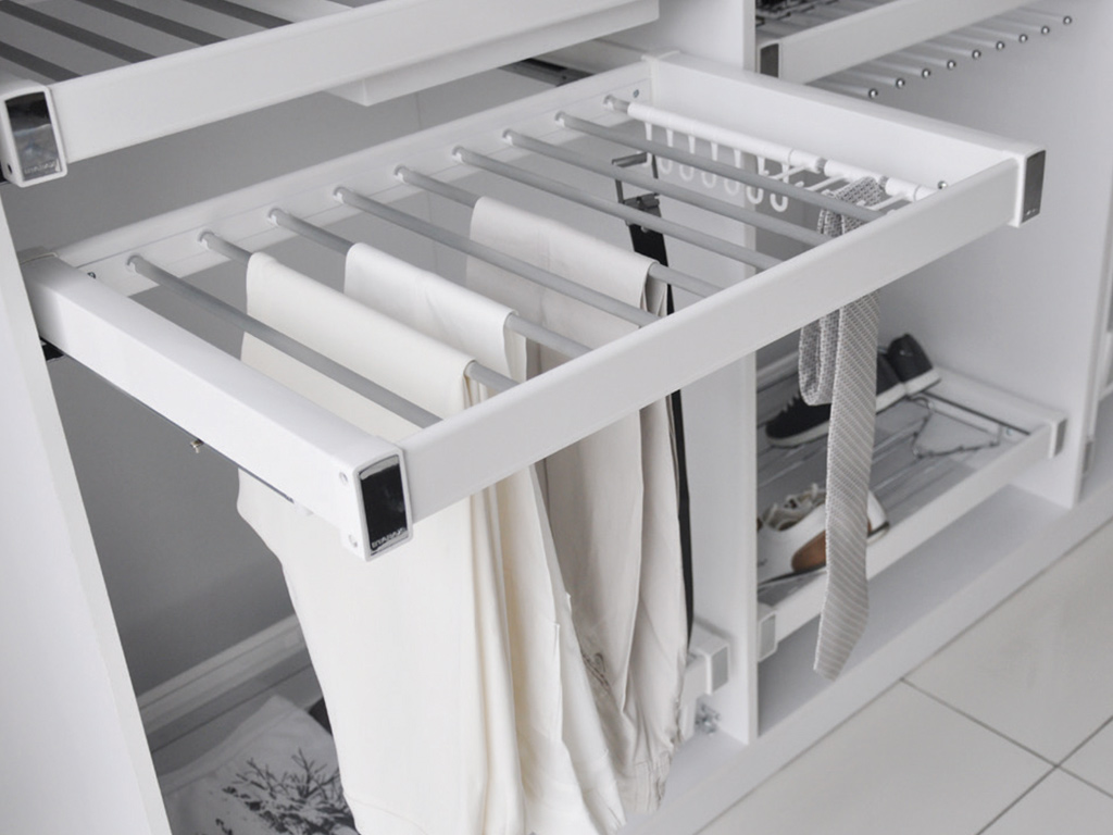 Pull Out Adjustable Trouser Rack For Wardrobe Interiors