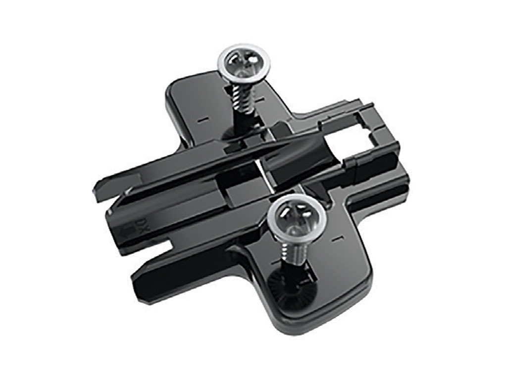 Hettich Black Cross Mounting Plate 1.5mm with Euro Screw for 18mm Board Hinge Plates Black