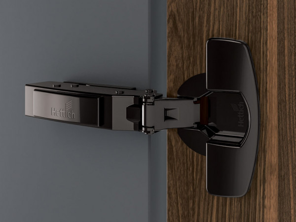Hettich 110° Black Sensys 8646i Clip On Thin Door Hinge SC - Full Overlay C0mm