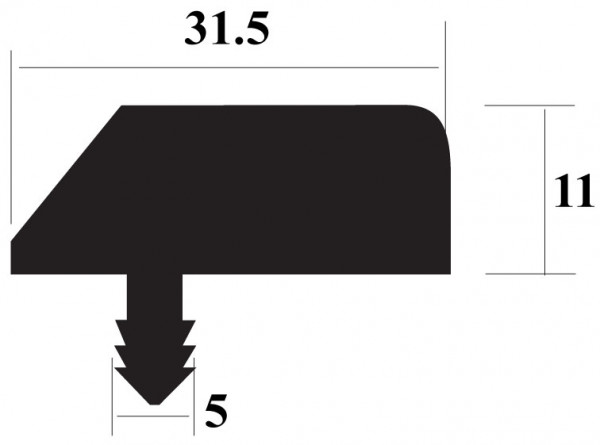 PVC T-Bar Black 31.5mm