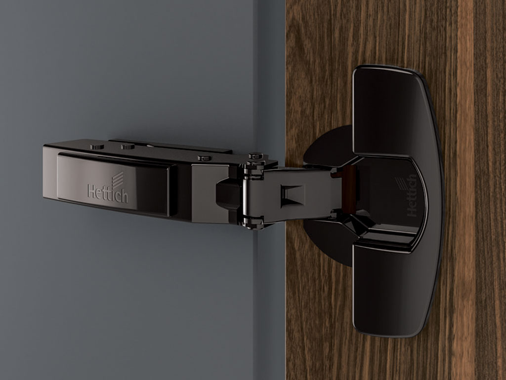 Hettich 110° Black Sensys 8646i Clip On Thin Door Hinge SC Full